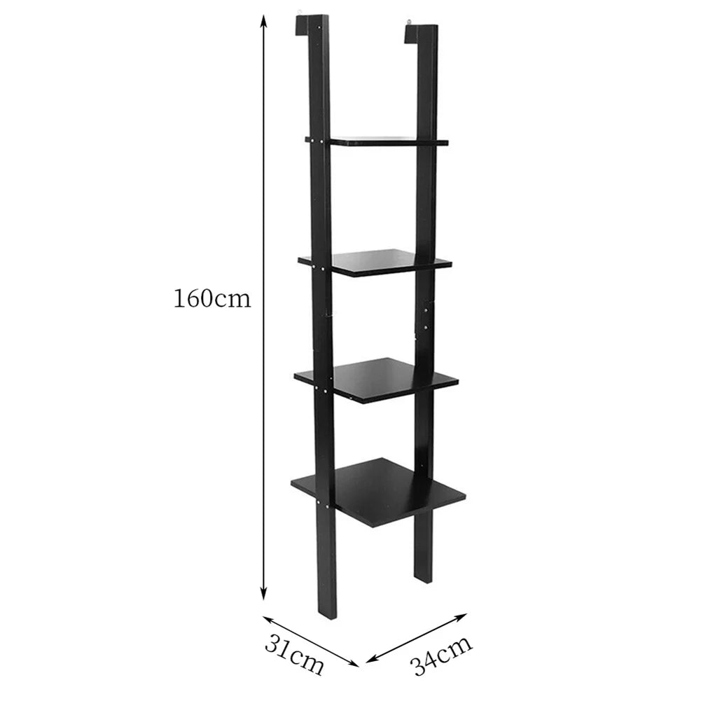 4-Tier Black Ladder Shelf: Stylish &amp; Space-Saving Storage Solution