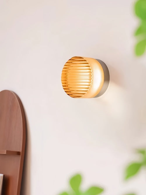 Acrylic Round Lounge Wall Lights - Amber, Clear, Smoke Shades