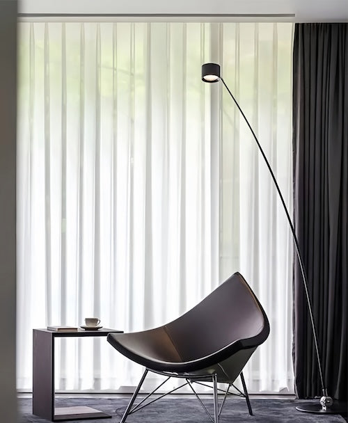 Sleek Fishing Black Floor Lamp For Villa Parlor Bedroom Corner Hotel