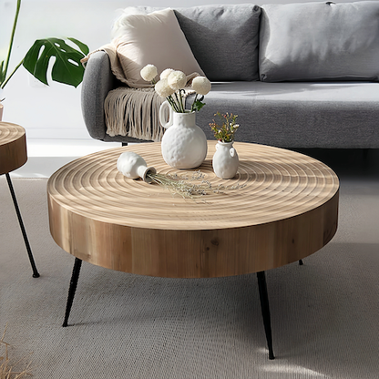 Round Pine Wood Coffee Table for Sale – Minimalist Design for Modern Living